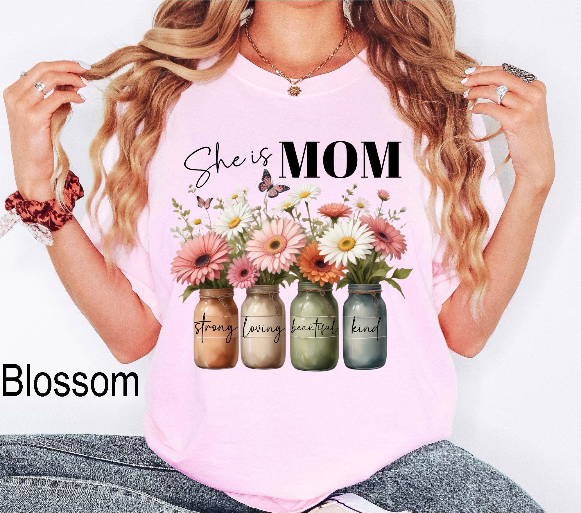 Comfort Colors® She Is Mom Shirt, Floral Mama Shirt, Christian Mom Shirt, Bible Verse Mom Shirt, Wildflower Mama Shirt, Mothers Day Shirt
